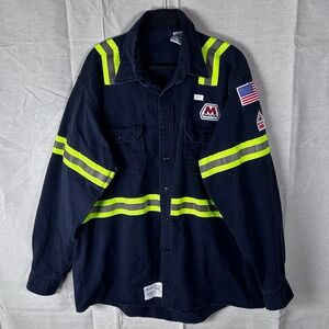 Bulwark FR Marathon Flame Resistant Hi-Vis Work Shirt Navy Blue XL